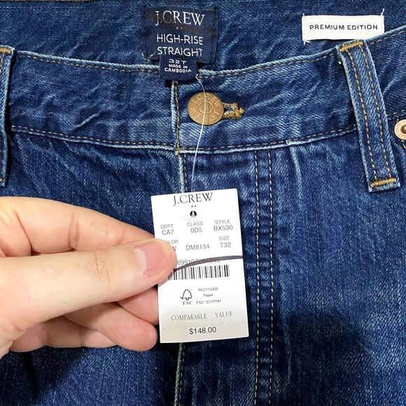 J.Crew Jean Women Size 32 Tall Blue High-Rise Straight-Leg Button-Fly NWT - Picture 5 of 12